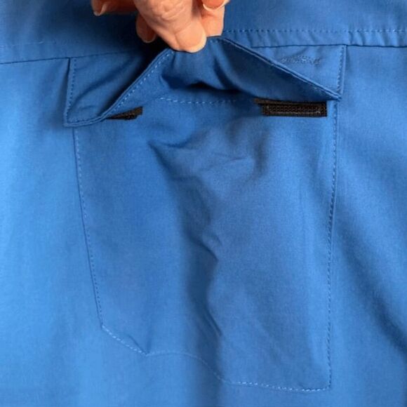 GILLZ Deep Sea UPF 30+ Men's Blue Button Front Short Sleeve Shirt Size Large - Picture 3 of 9